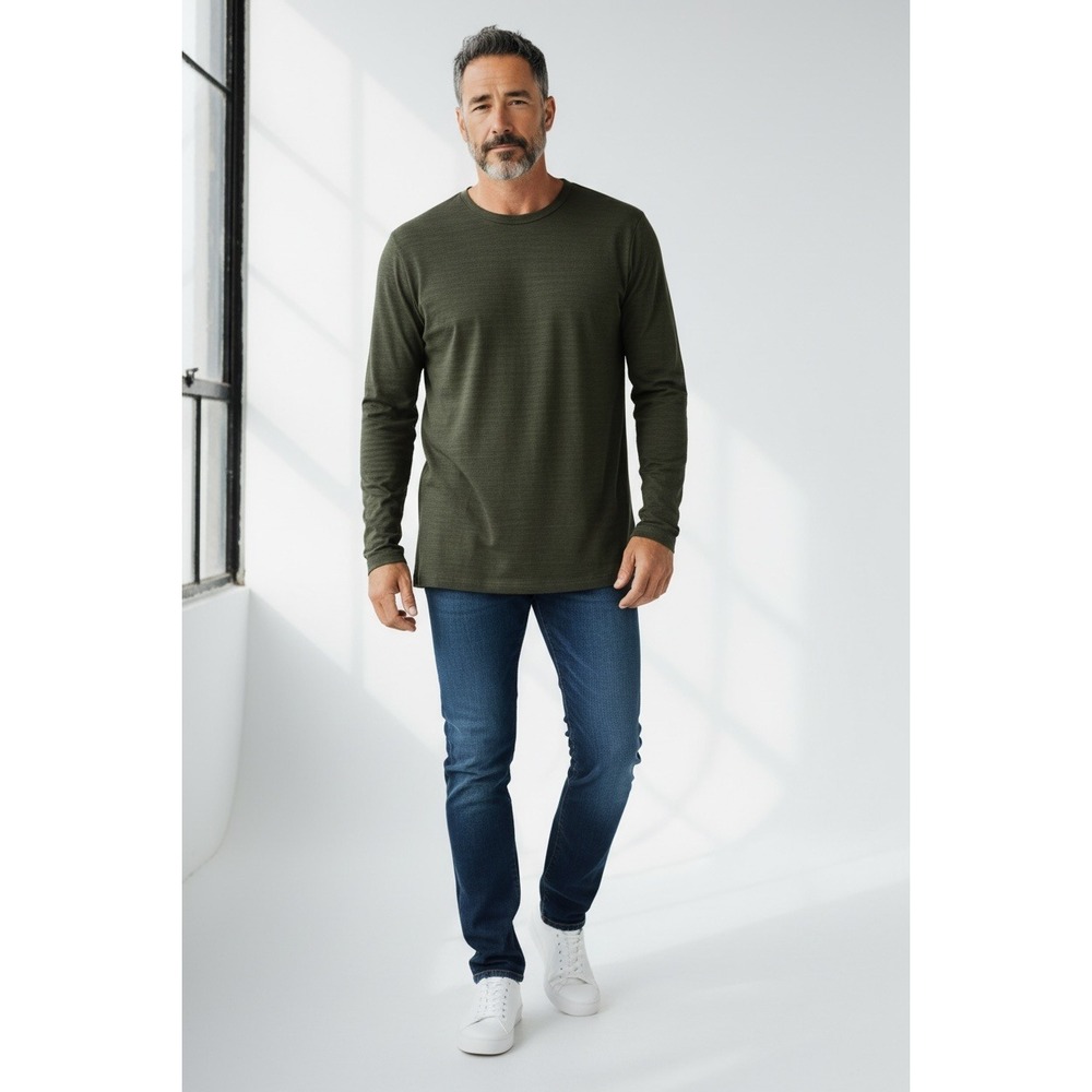 Theory Gaskell‎ Long Sleeve Tee Olive Green Size L